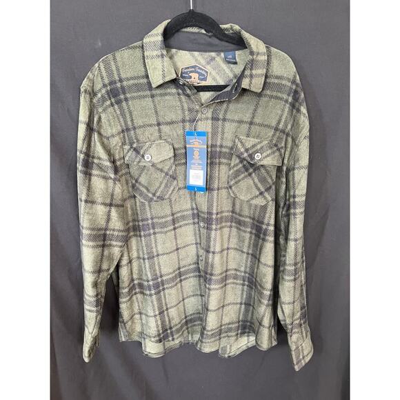 Mens Flannel Shirt, Freedom Foundry, Green/Black, Button Up, NWT, Large - Picture 2 of 7